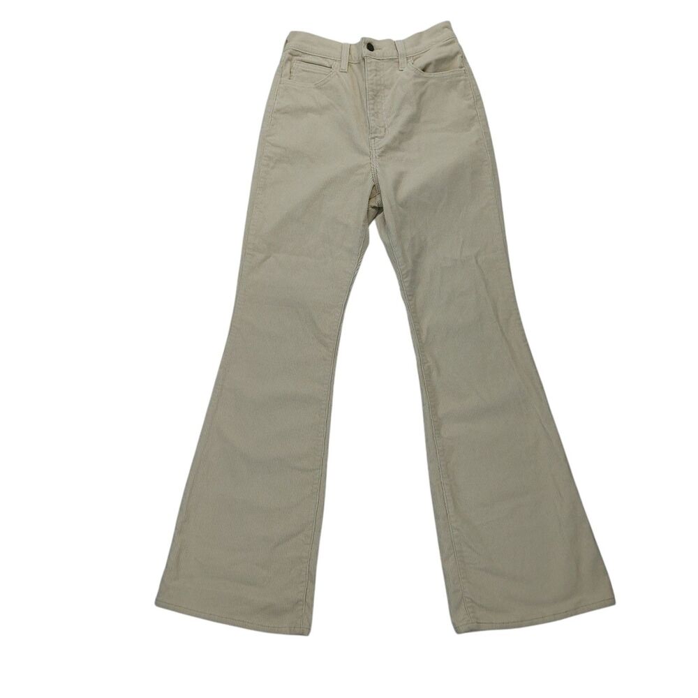 Levi's Premium 70s High Flare Corduroy Pants Women's Size 26x32 Cream Beige
